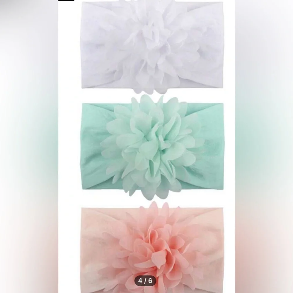9pcs Nylon Chiffon Flower Baby Headbands N‎ WT